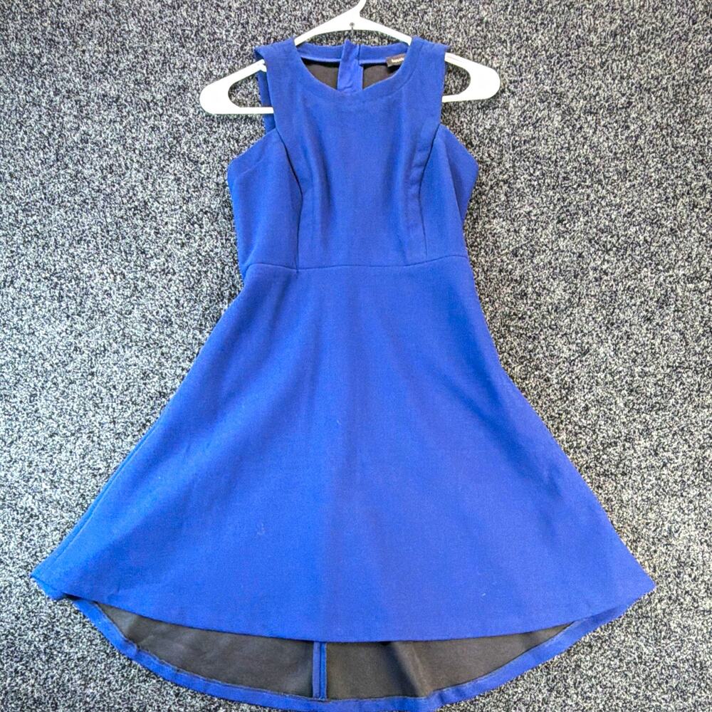 Banana Republic Women's Blue Knit Fit & Flare Round Neck Sleeveless Dress 0P